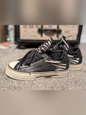 Rebecca White "Love Never Changes" Zebra Print Black Sneakers